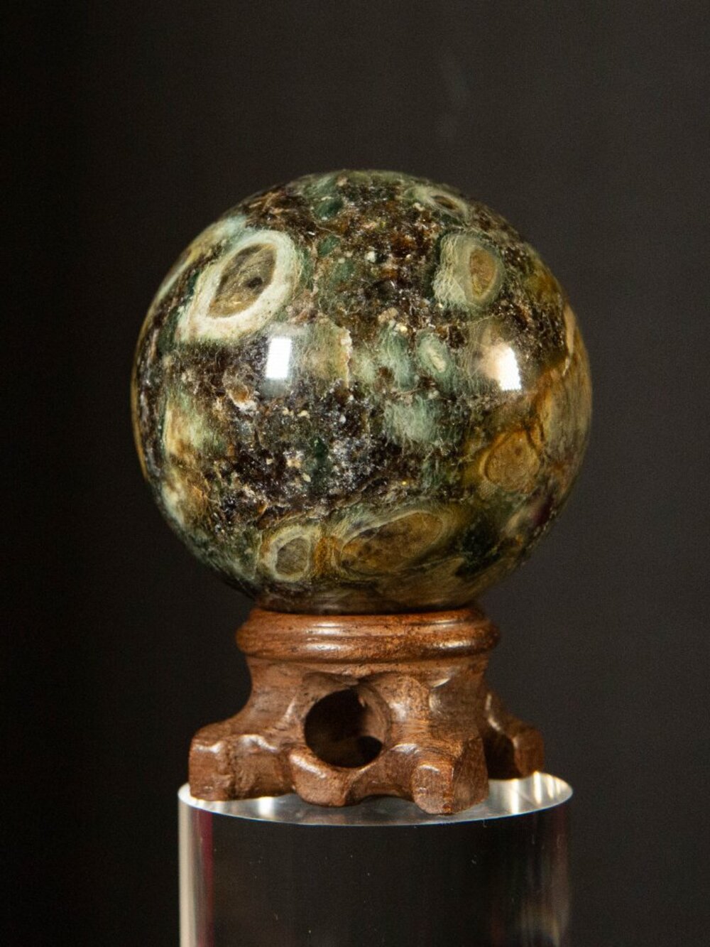kKambaba Jasper Crystal Sphere 2.25" Wood Stand